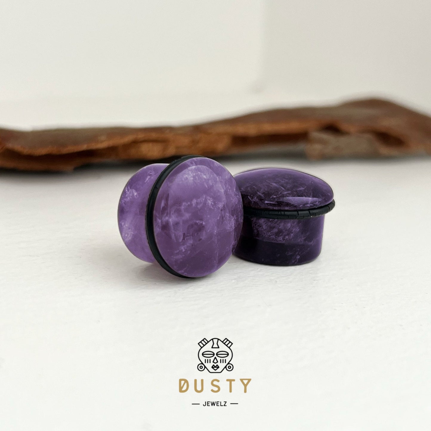 Amethyst Stone Ear Plugs | Convex | Single Flare - DustyJewelz