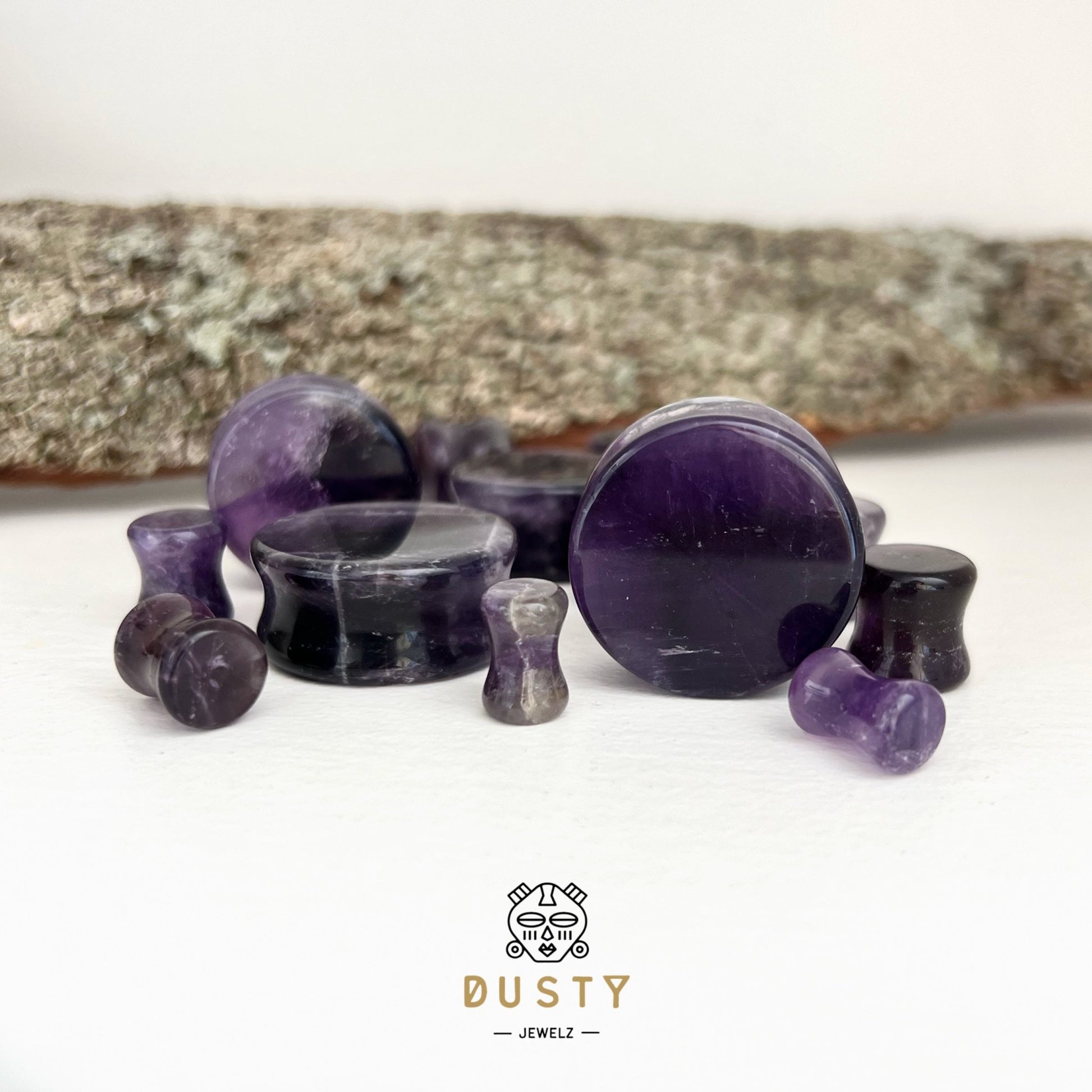 Amethyst Stone Plugs | Double Flare - DustyJewelz