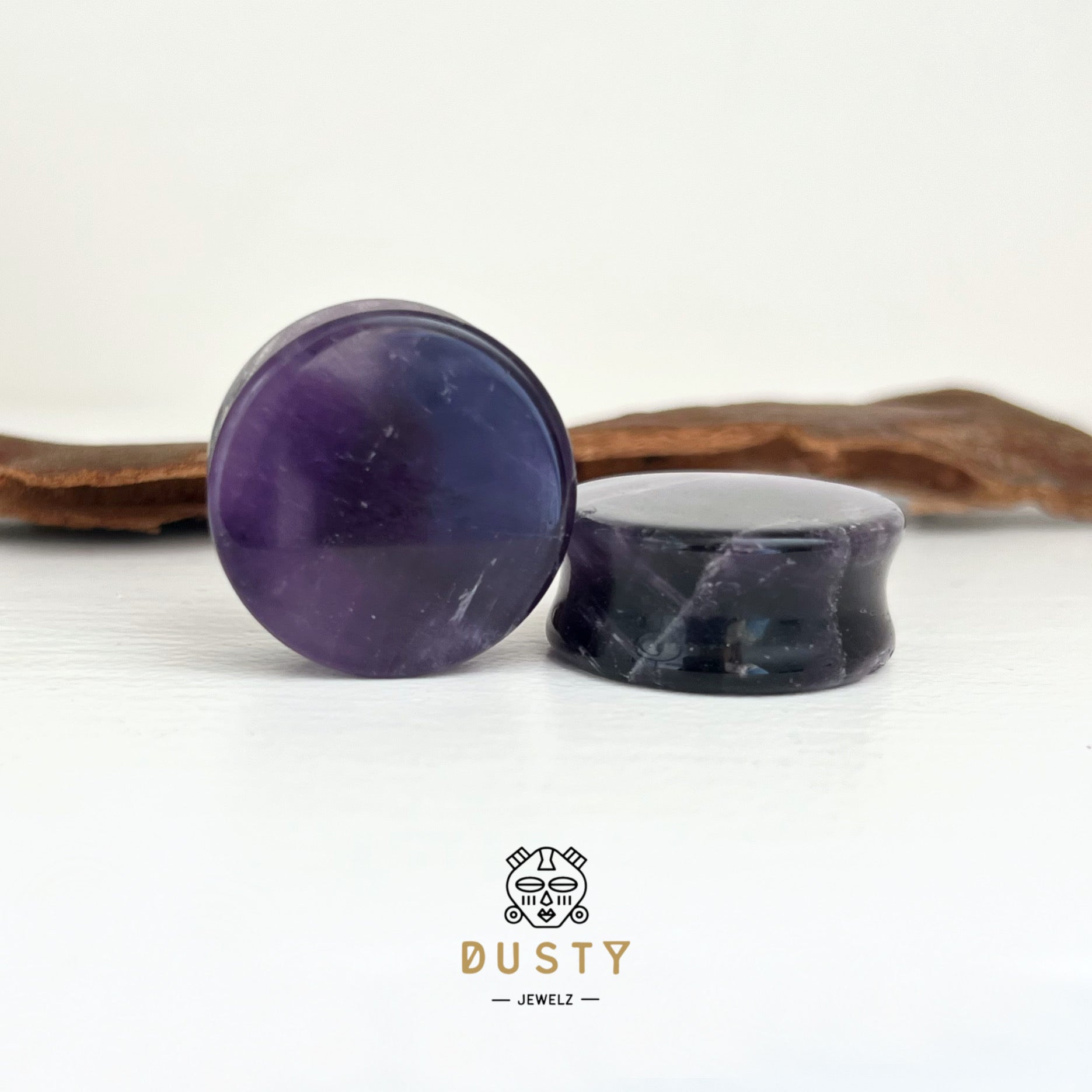 Amethyst Stone Plugs | Double Flare - DustyJewelz