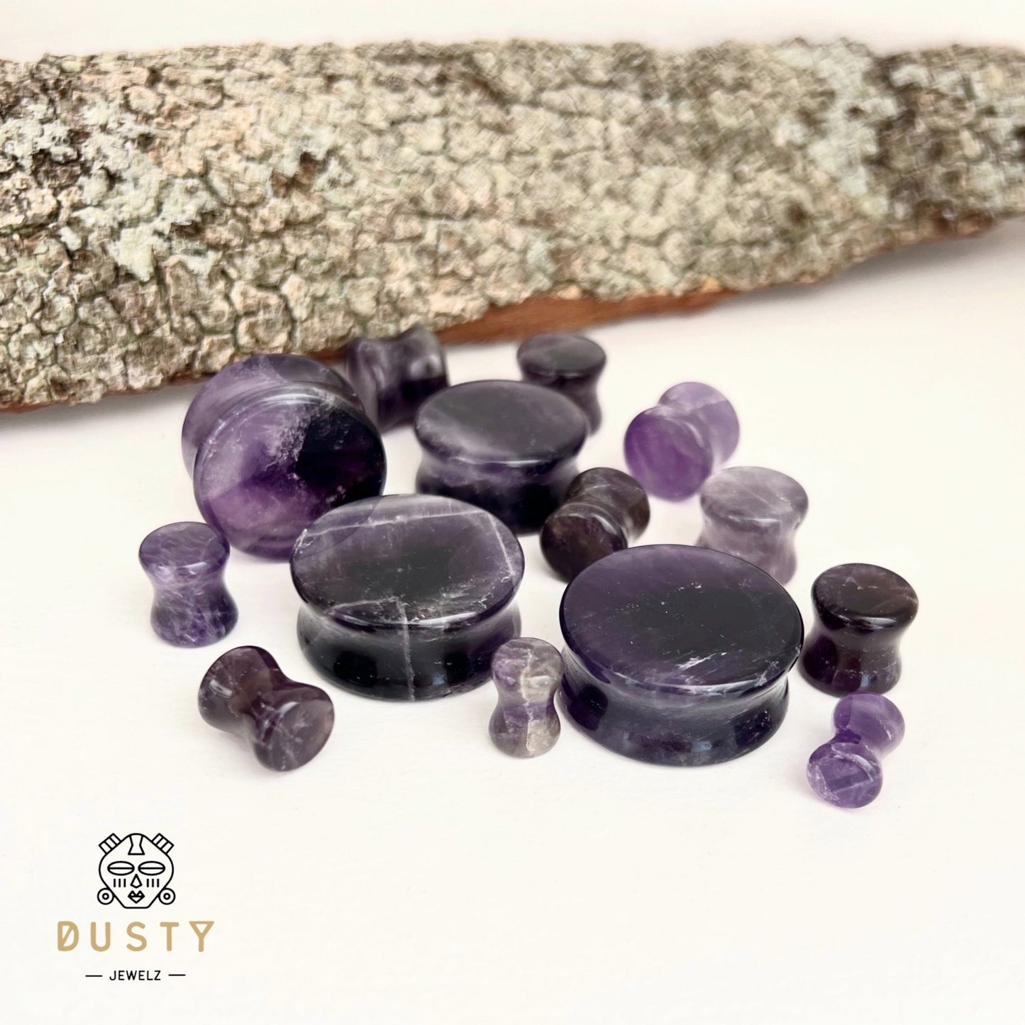 Amethyst Stone Plugs | Double Flare - DustyJewelz