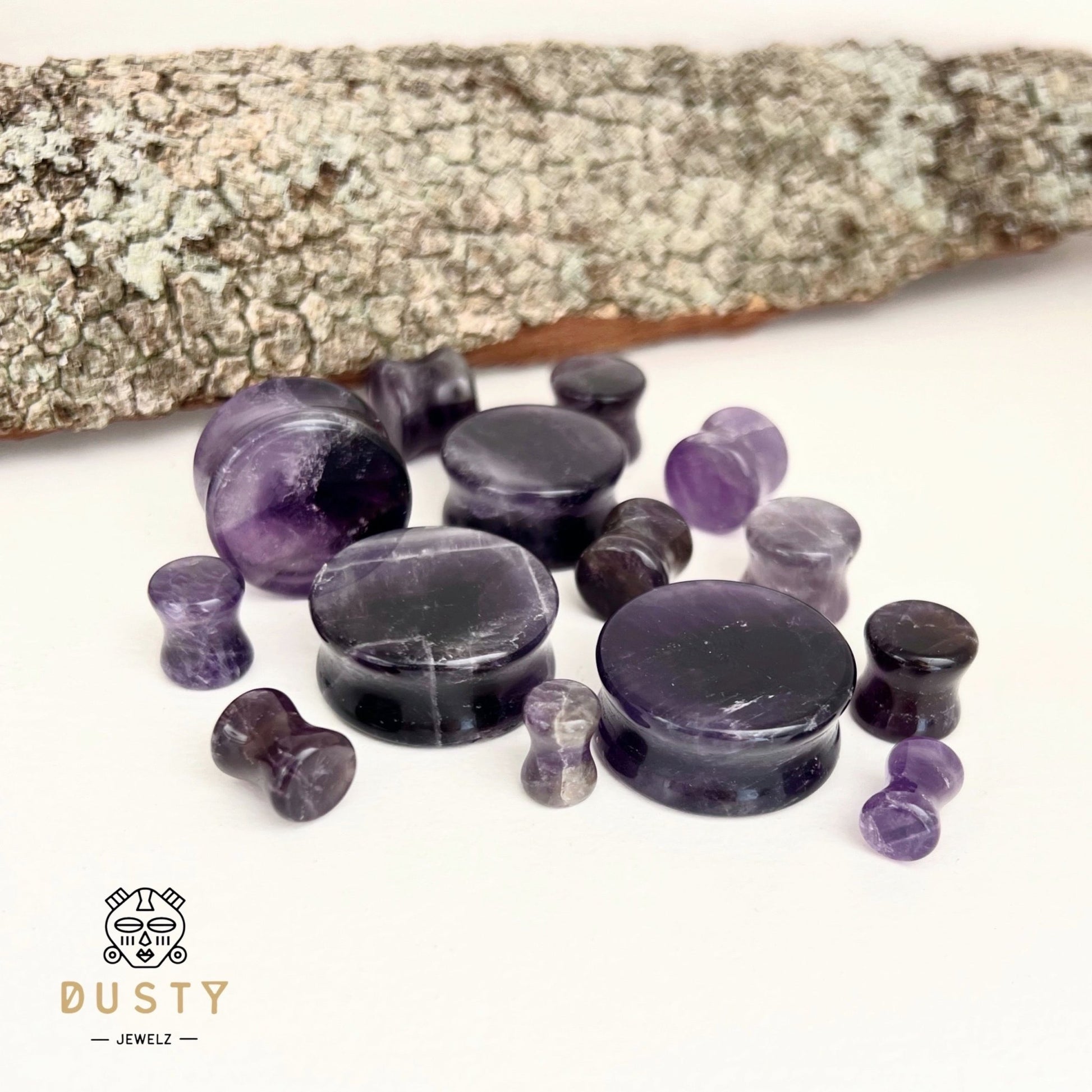 Amethyst Stone Plugs | Double Flare - DustyJewelz