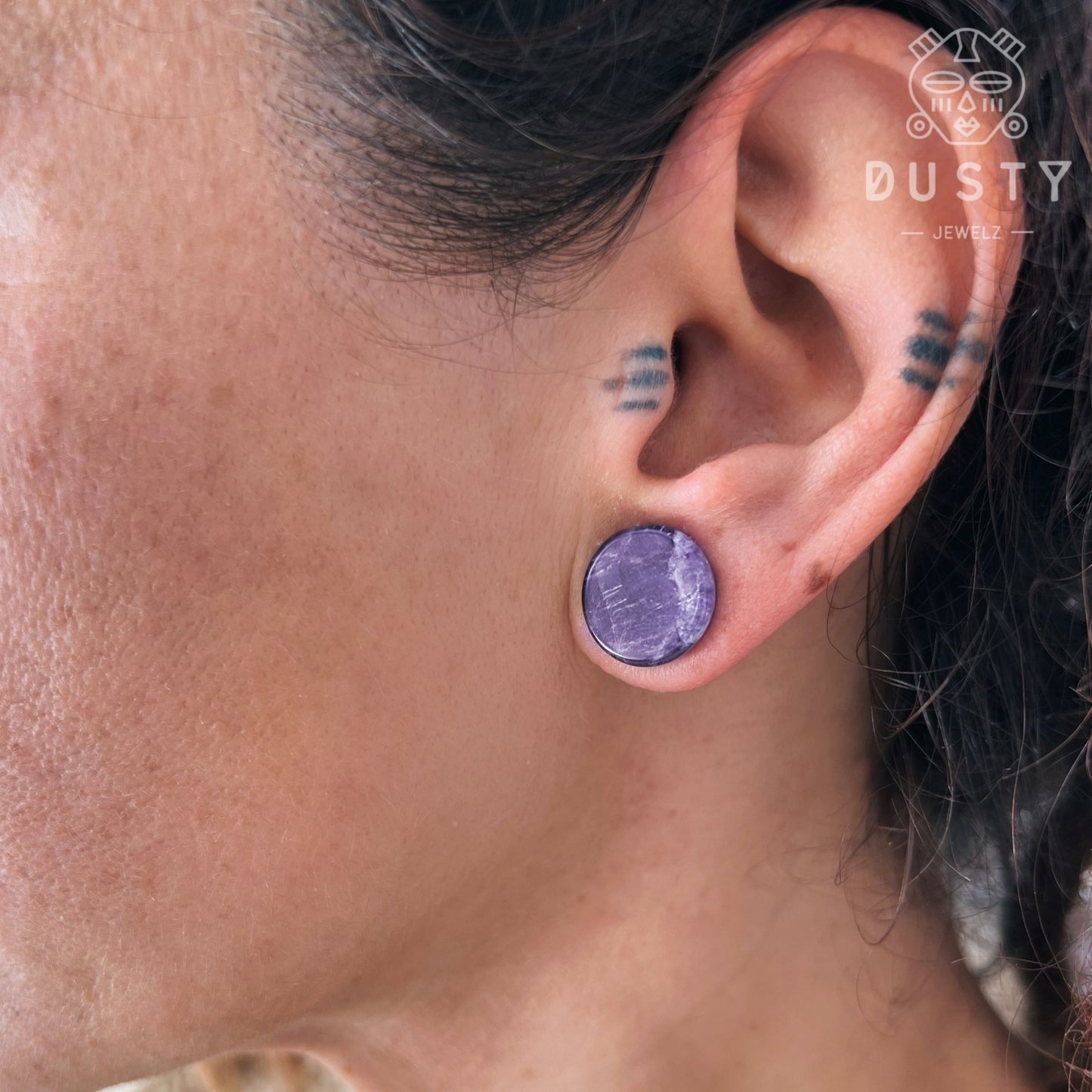 Amethyst Stone Plugs | Double Flare - DustyJewelz