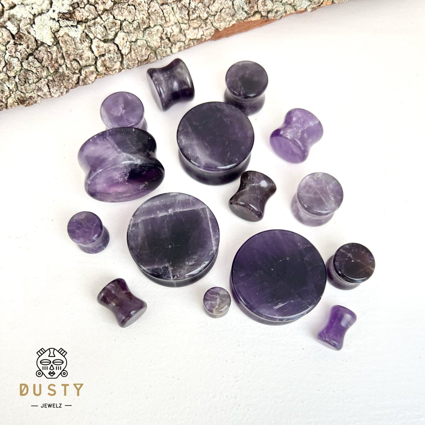 Amethyst Stone Plugs | Double Flare - DustyJewelz