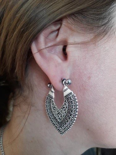 Antique Shield Dangle Tunnels - DustyJewelz