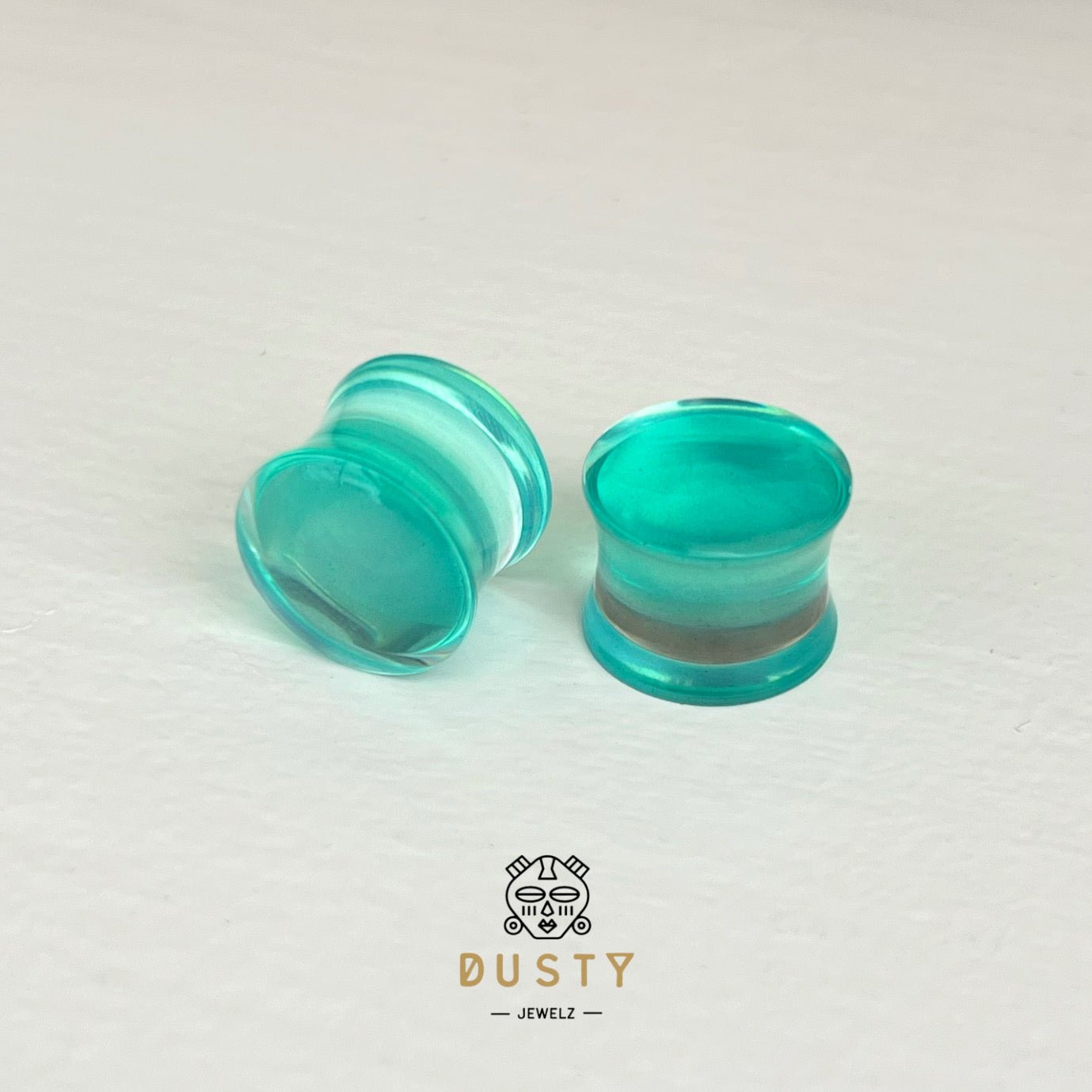 Aqua Acrylic Plugs | Double Flare | 0G - 30mm - DustyJewelz
