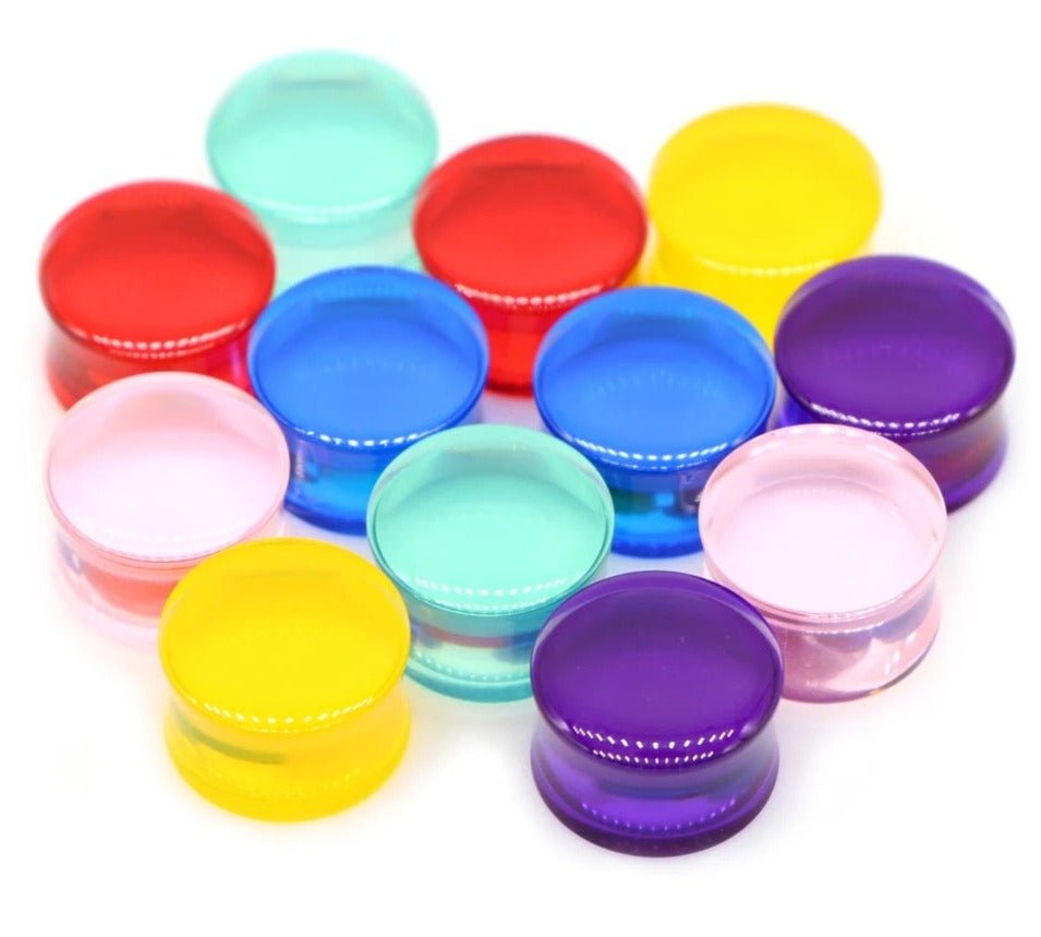 Aqua Acrylic Plugs | Double Flare | 0G - 30mm - DustyJewelz