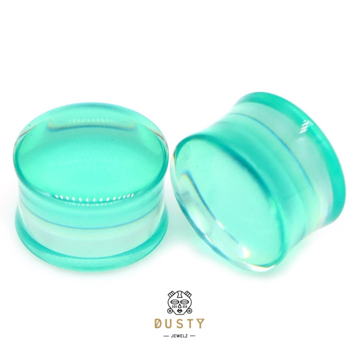 Aqua Acrylic Plugs | Double Flare | 0G - 30mm - DustyJewelz