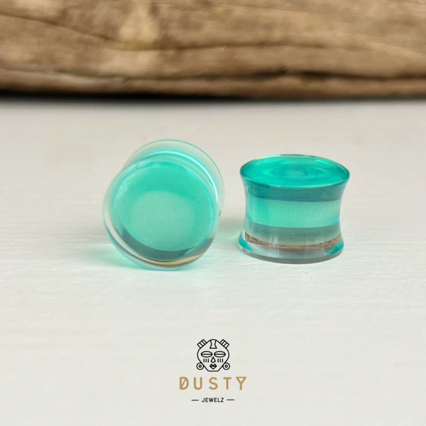 Aqua Acrylic Plugs | Double Flare | 0G - 30mm - DustyJewelz