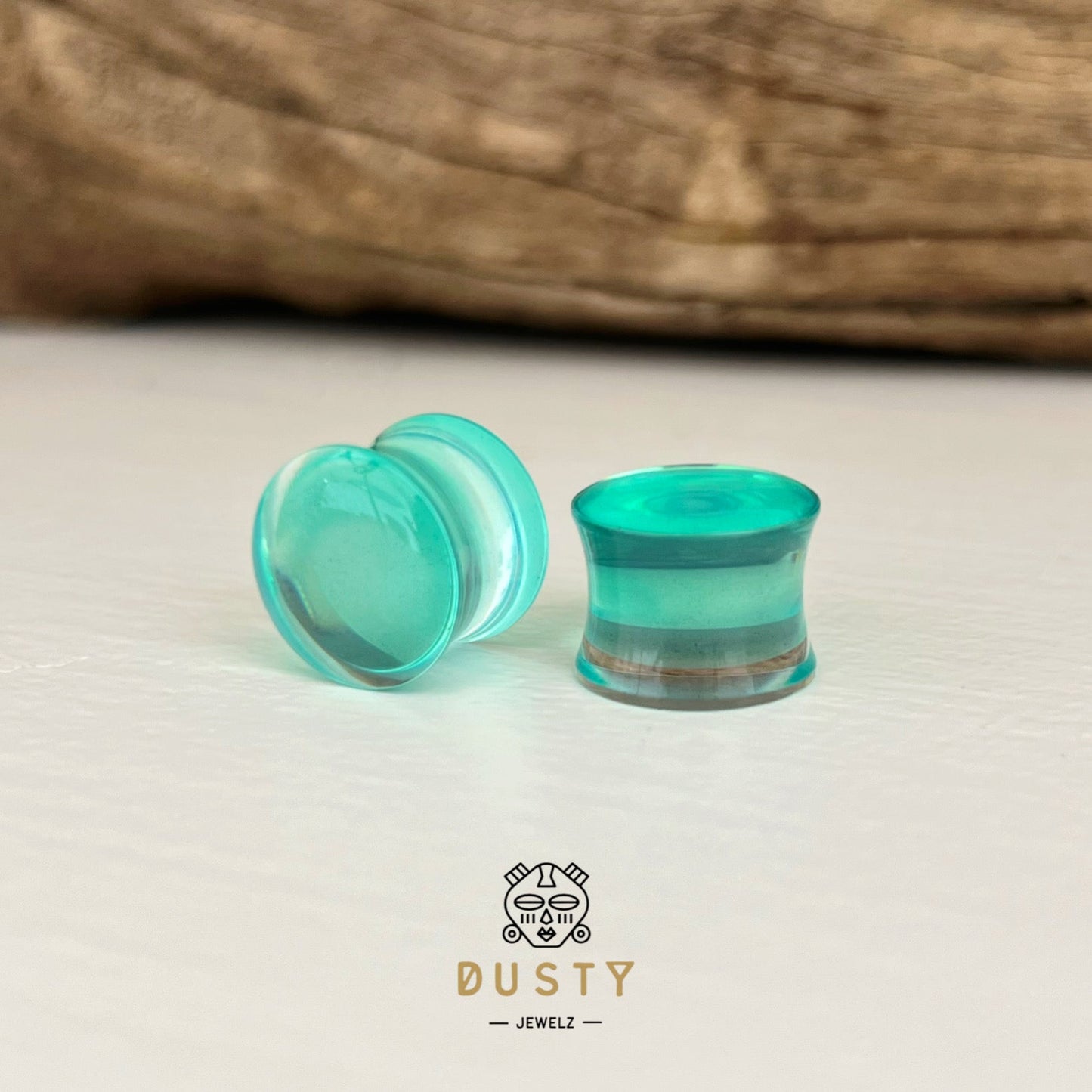 Aqua Acrylic Plugs | Double Flare | 0G - 30mm - DustyJewelz