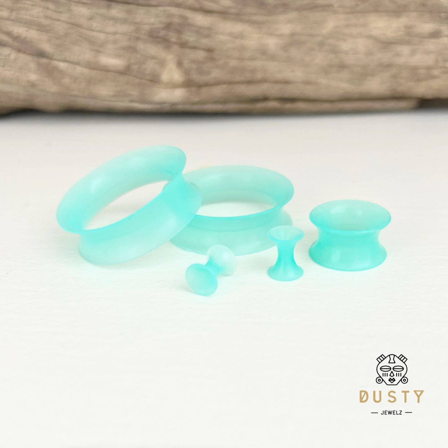 Aqua Silicone Ear Skins | Flexible Tunnels - DustyJewelz