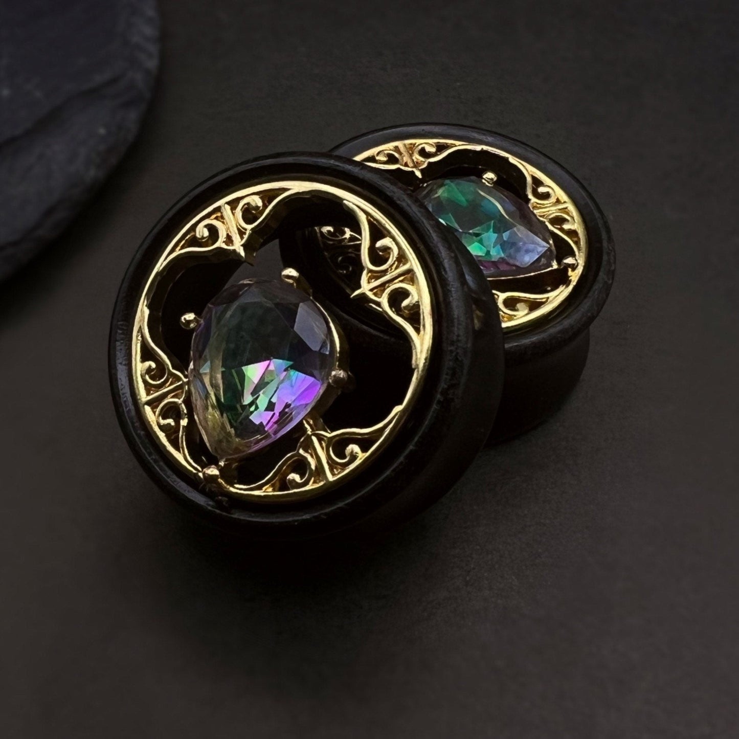 Arang Wood Gem Plugs - DustyJewelz