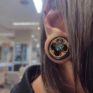 Arang Wood Gem Plugs - DustyJewelz