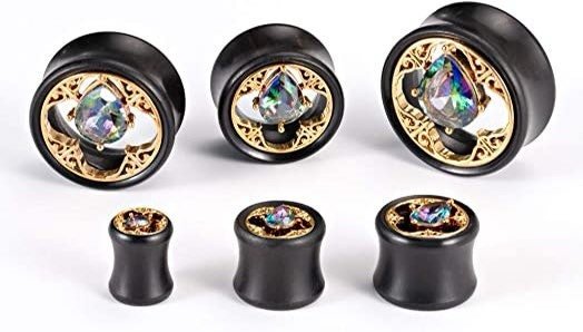 Arang Wood Gem Plugs - DustyJewelz