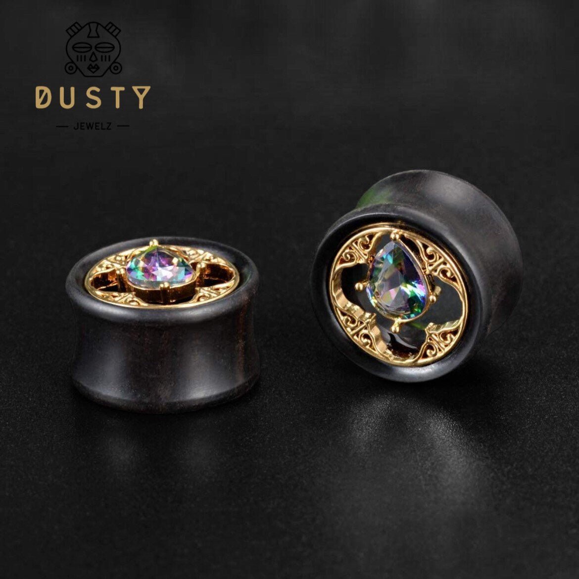 Arang Wood Gem Plugs - DustyJewelz