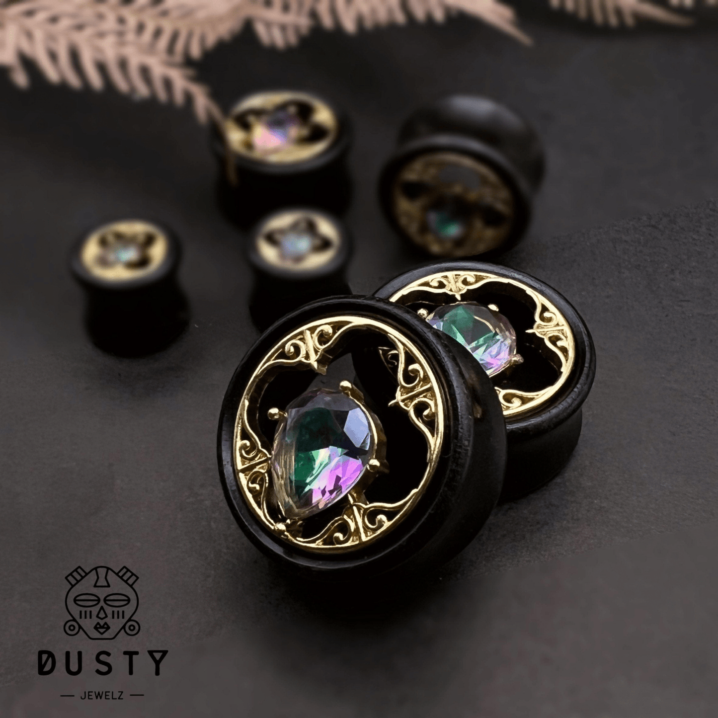 Arang Wood Gem Plugs - DustyJewelz