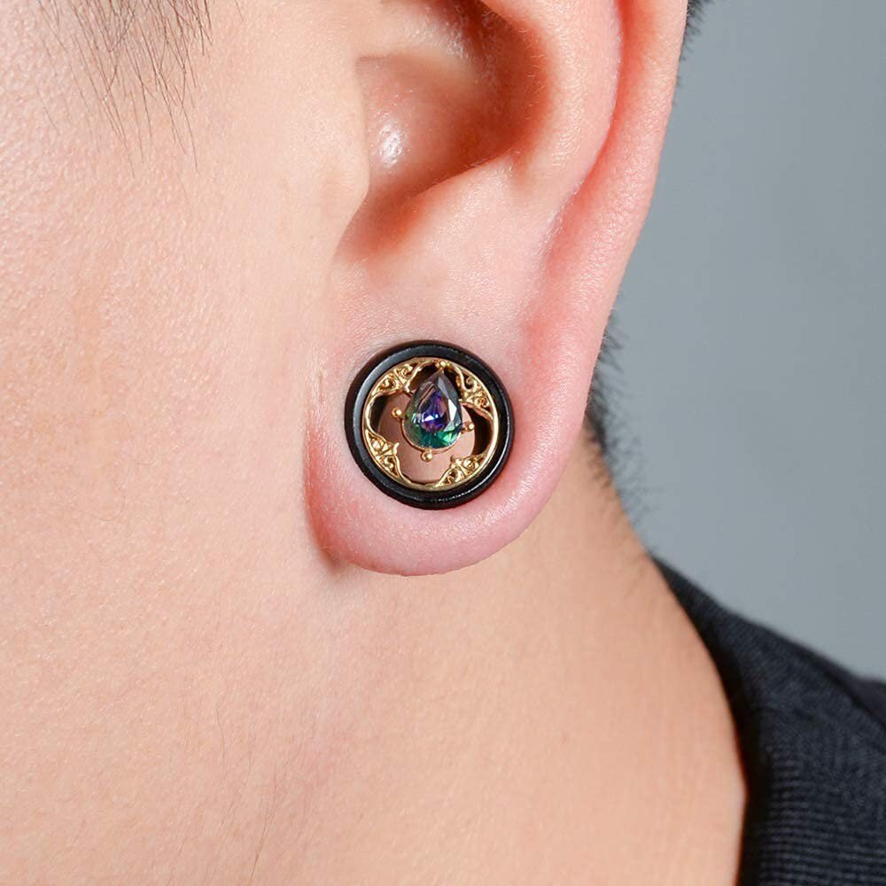 Arang Wood Gem Plugs - DustyJewelz