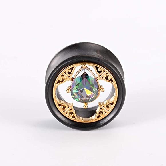 Arang Wood Gem Plugs - DustyJewelz