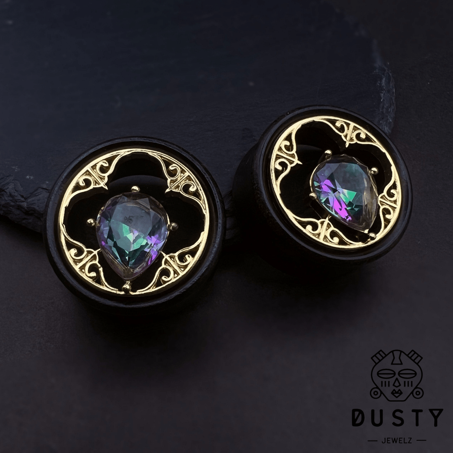 Arang Wood Gem Plugs - DustyJewelz