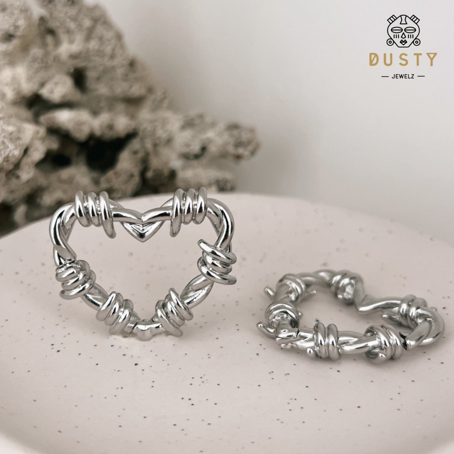 Barbed Wire Heart Hoop Ear Weights | Hinged Lobe Hangers - DustyJewelz