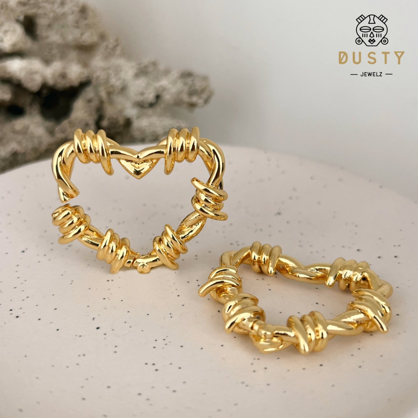 Barbed Wire Heart Hoop Ear Weights | Hinged Lobe Hangers - DustyJewelz
