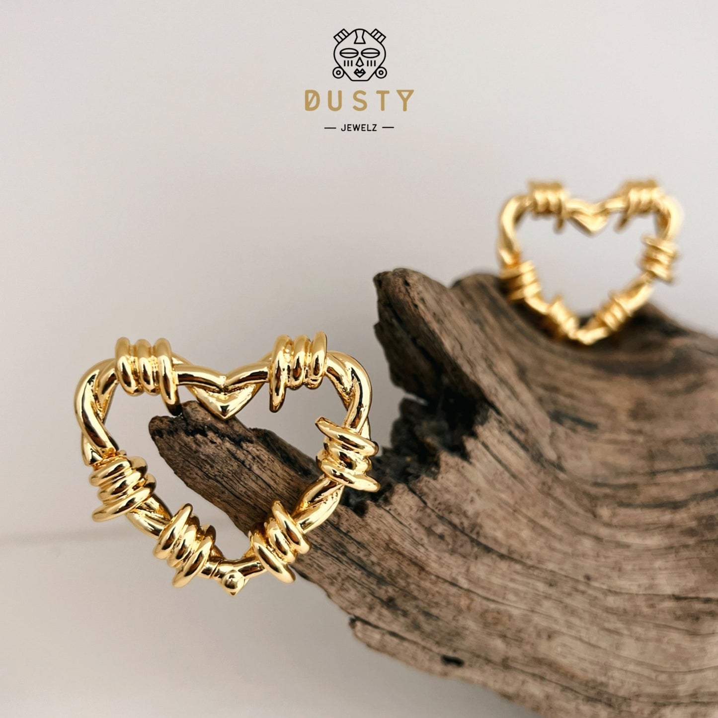 Barbed Wire Heart Hoop Ear Weights | Hinged Lobe Hangers - DustyJewelz