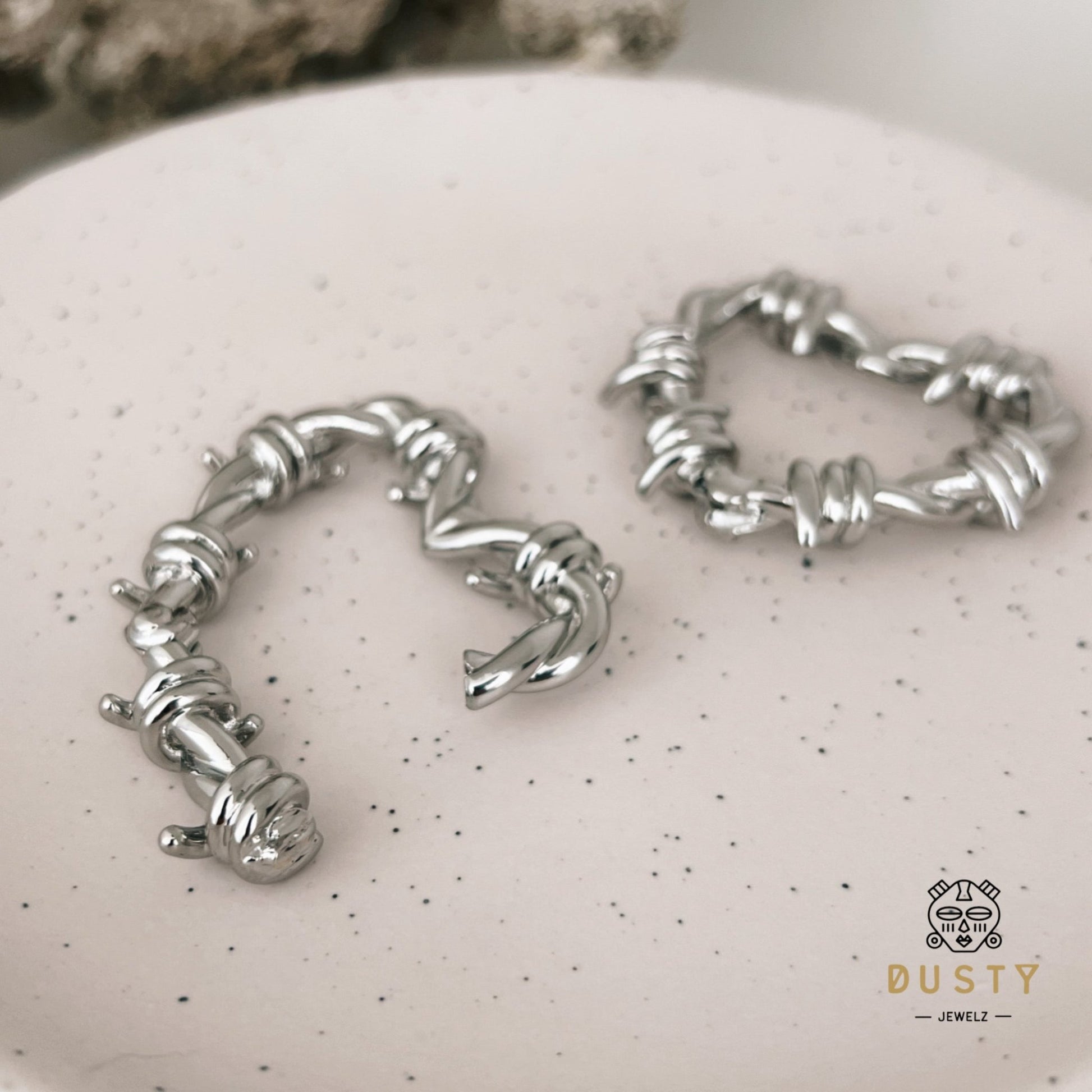 Barbed Wire Heart Hoop Ear Weights | Hinged Lobe Hangers - DustyJewelz
