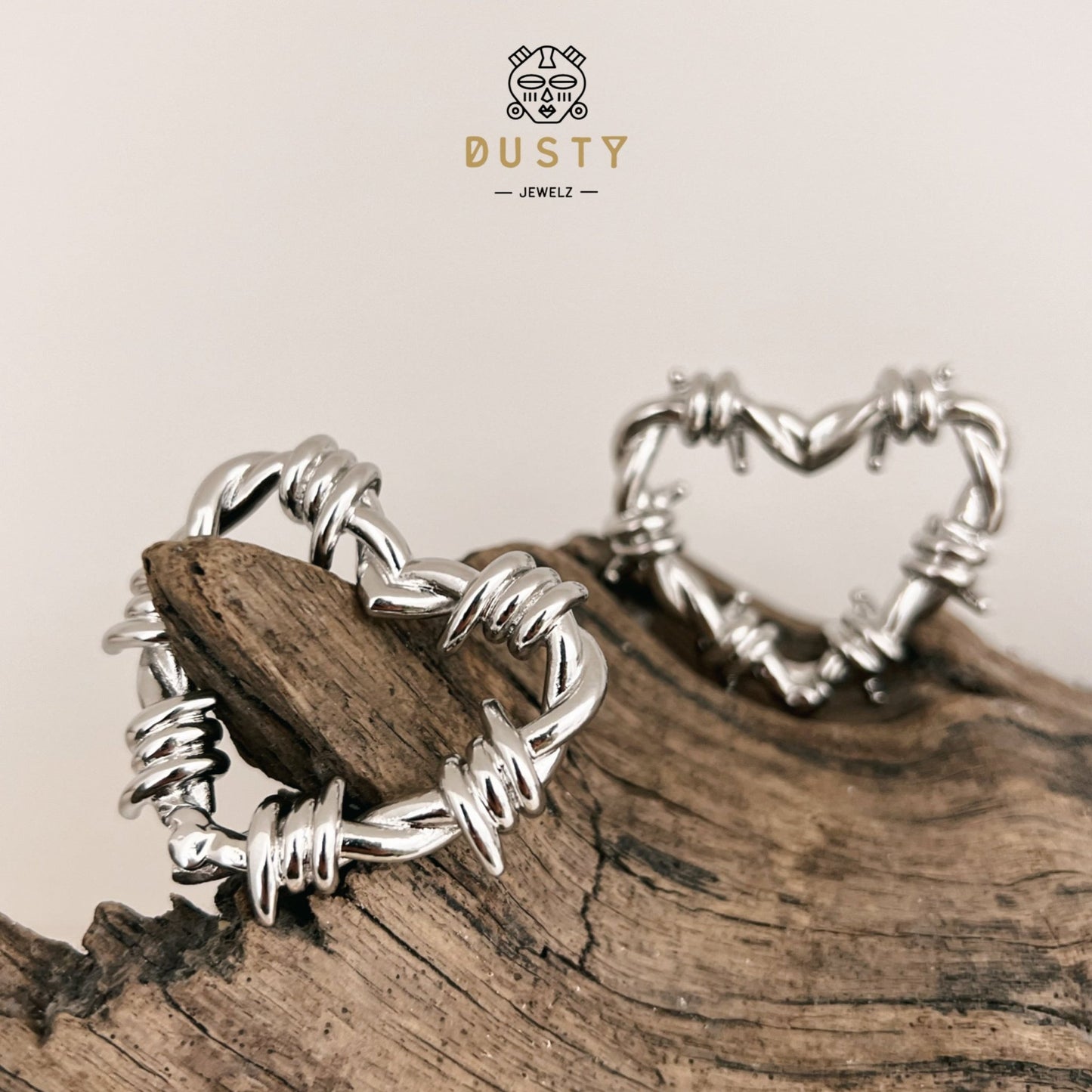 Barbed Wire Heart Hoop Ear Weights | Hinged Lobe Hangers - DustyJewelz