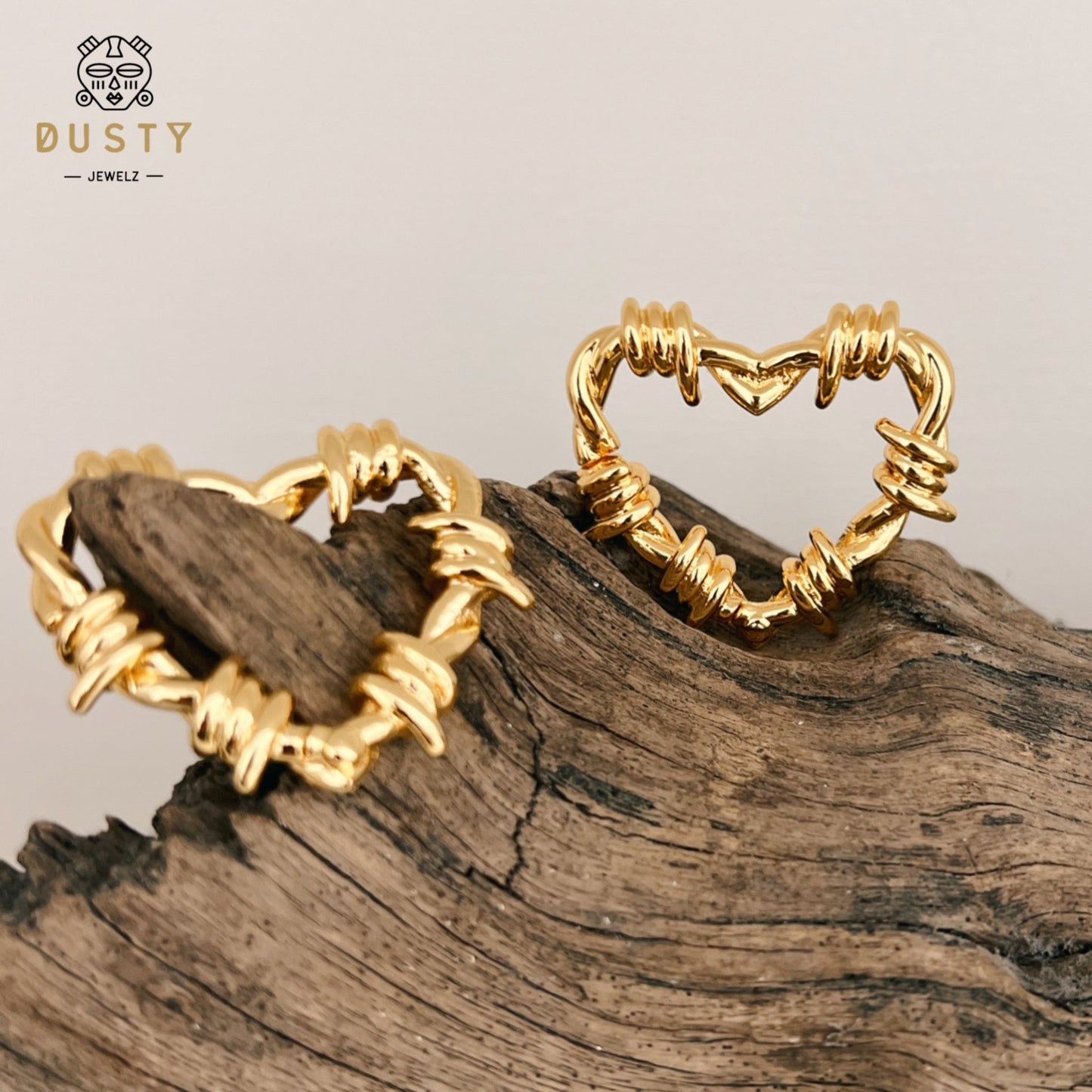 Barbed Wire Heart Hoop Ear Weights | Hinged Lobe Hangers - DustyJewelz