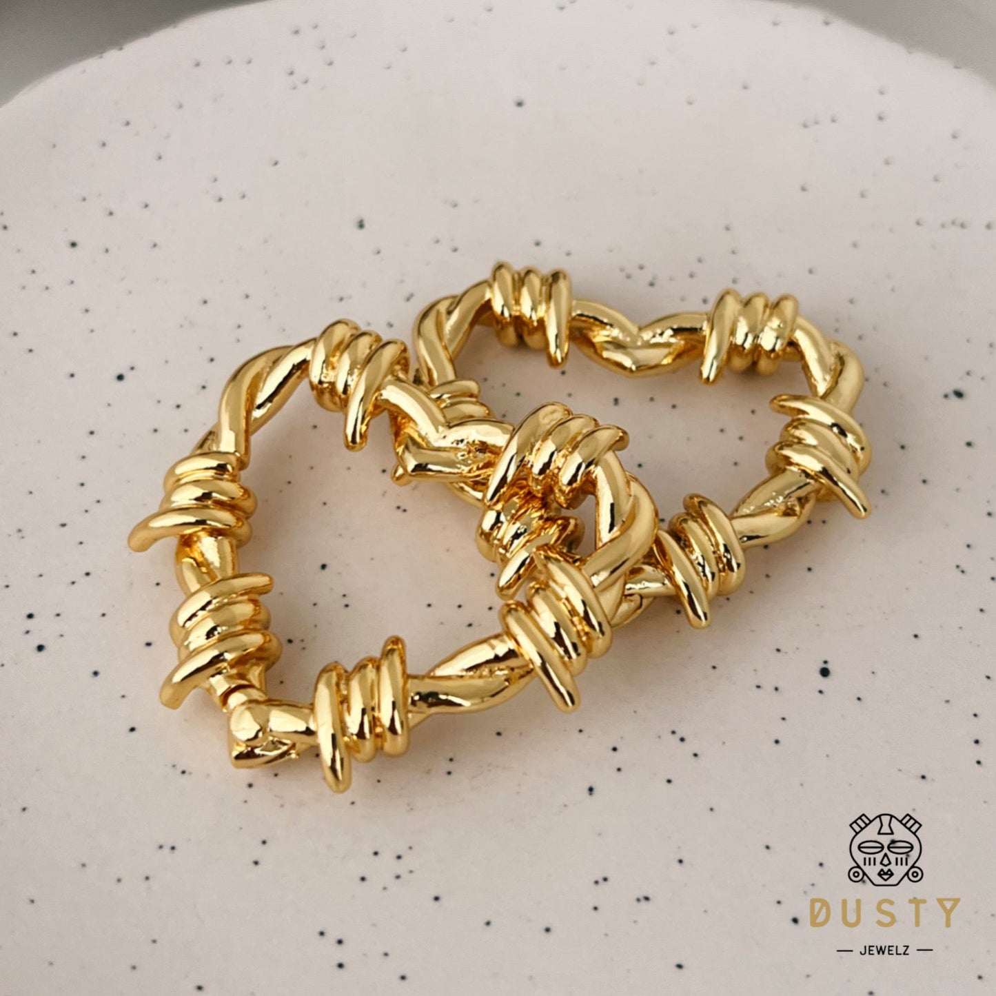 Barbed Wire Heart Hoop Ear Weights | Hinged Lobe Hangers - DustyJewelz
