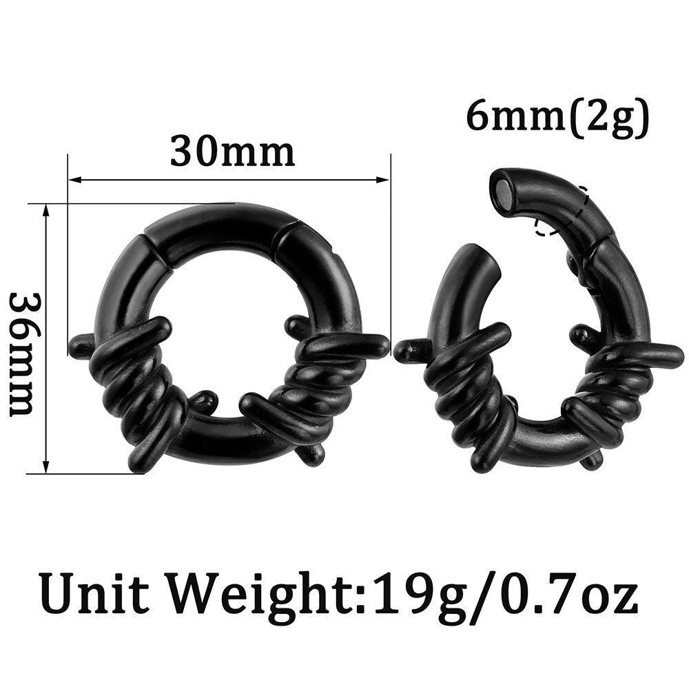 Barbed Wire Hoop Ear Weights | Lobe Hangers - DustyJewelz