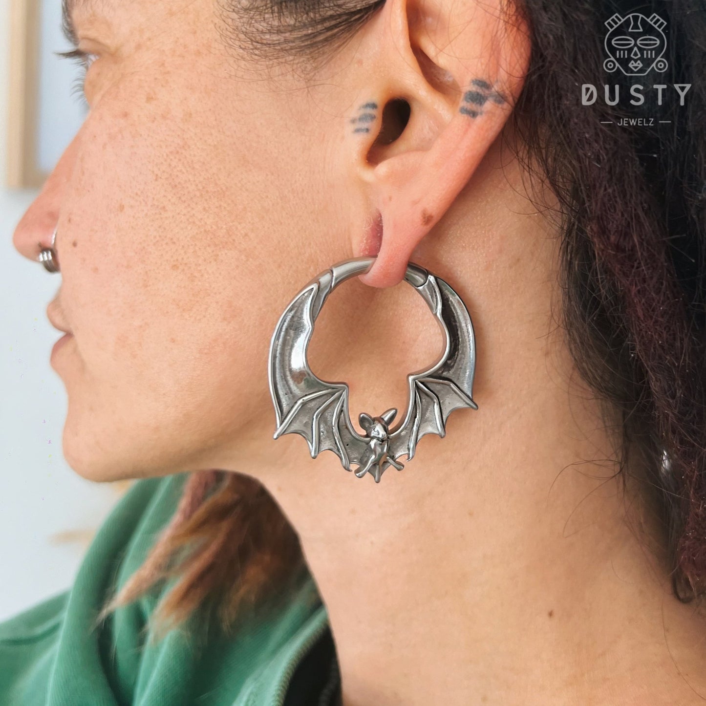 Bat Ear Weights | Hoop Lobe Hangers - DustyJewelz