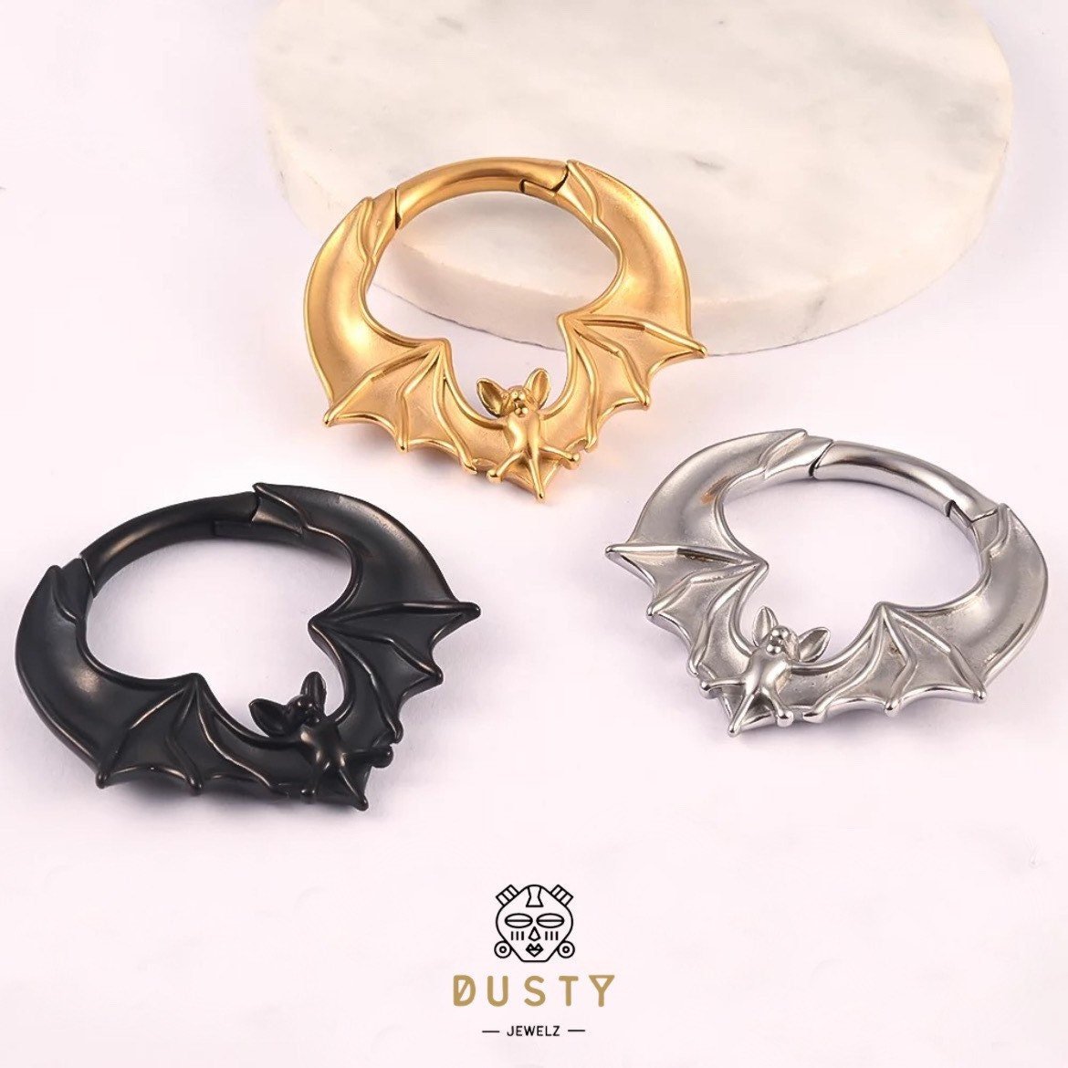 Bat Ear Weights | Hoop Lobe Hangers - DustyJewelz