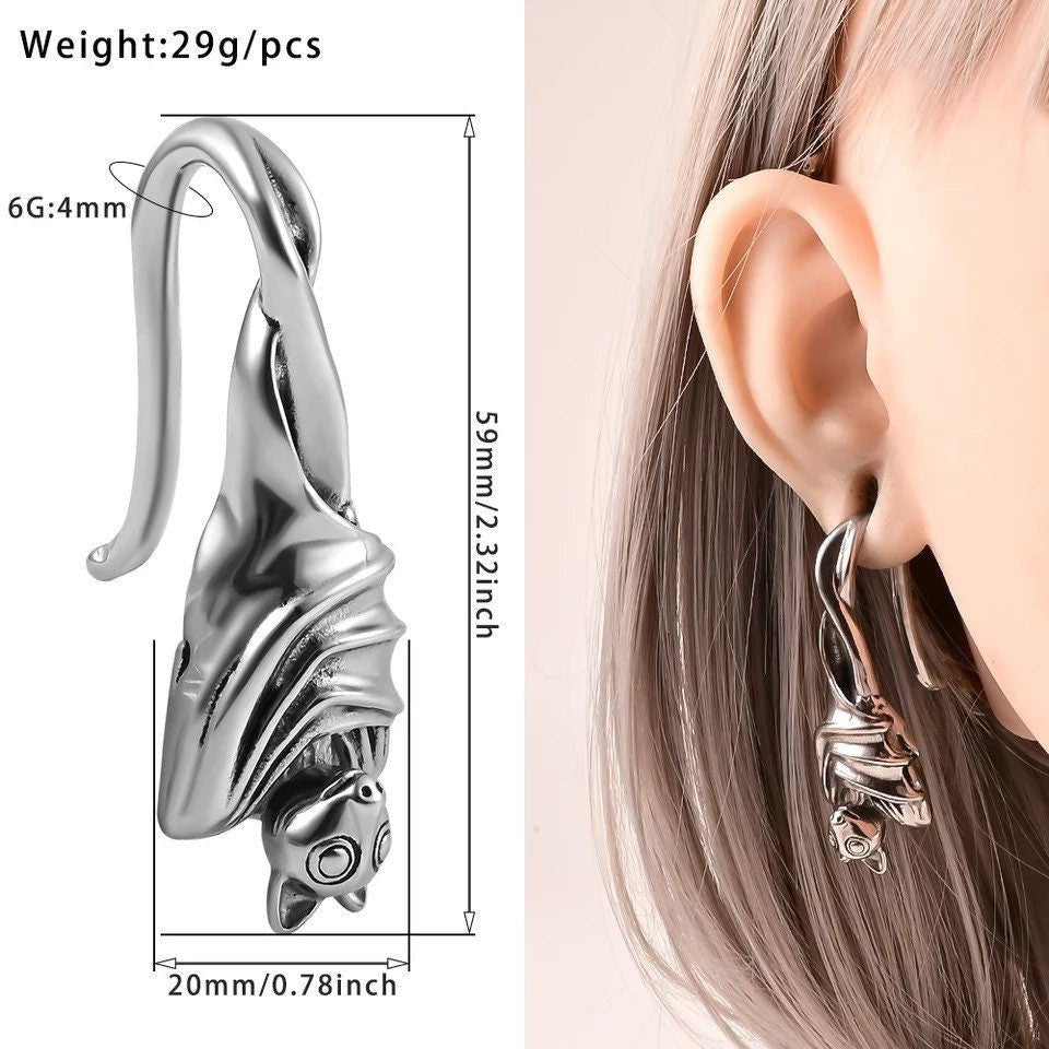 Bat Ear Weights | Lobe Hangers - DustyJewelz