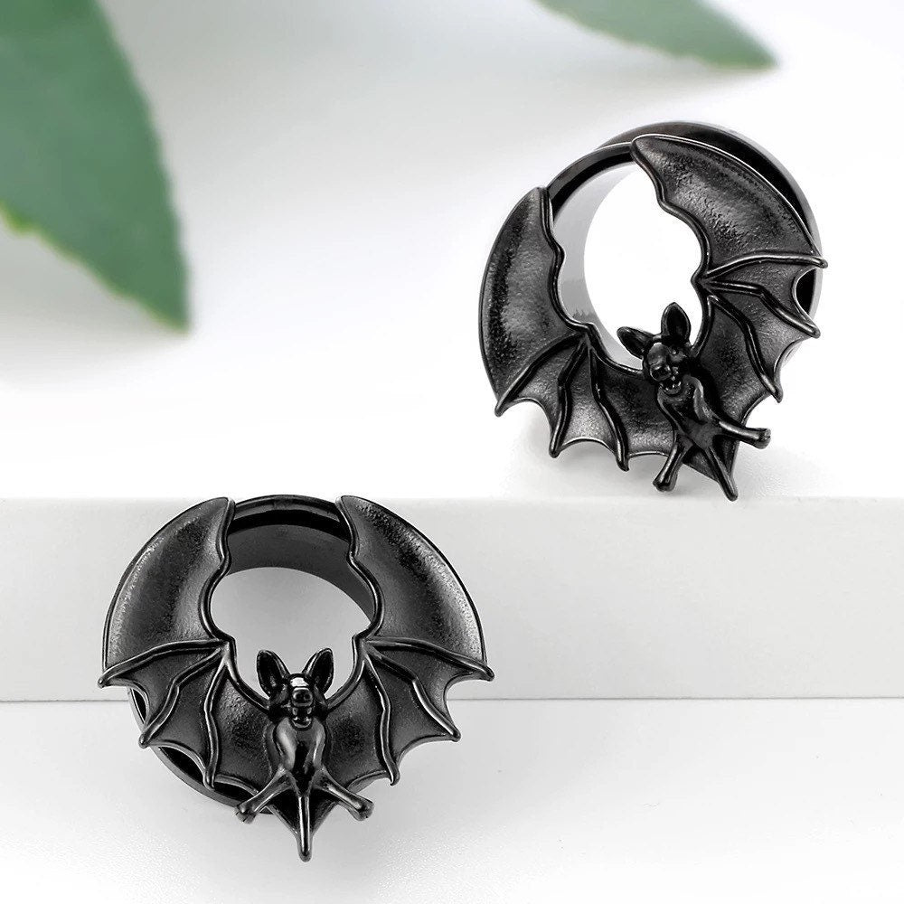 Bats Steel Tunnels | Screw Back Plugs - DustyJewelz