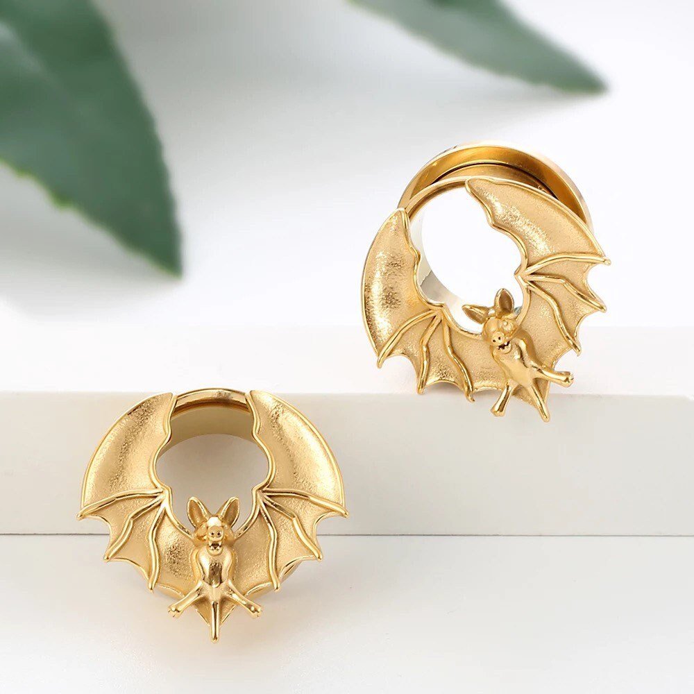 Bats Steel Tunnels | Screw Back Plugs - DustyJewelz