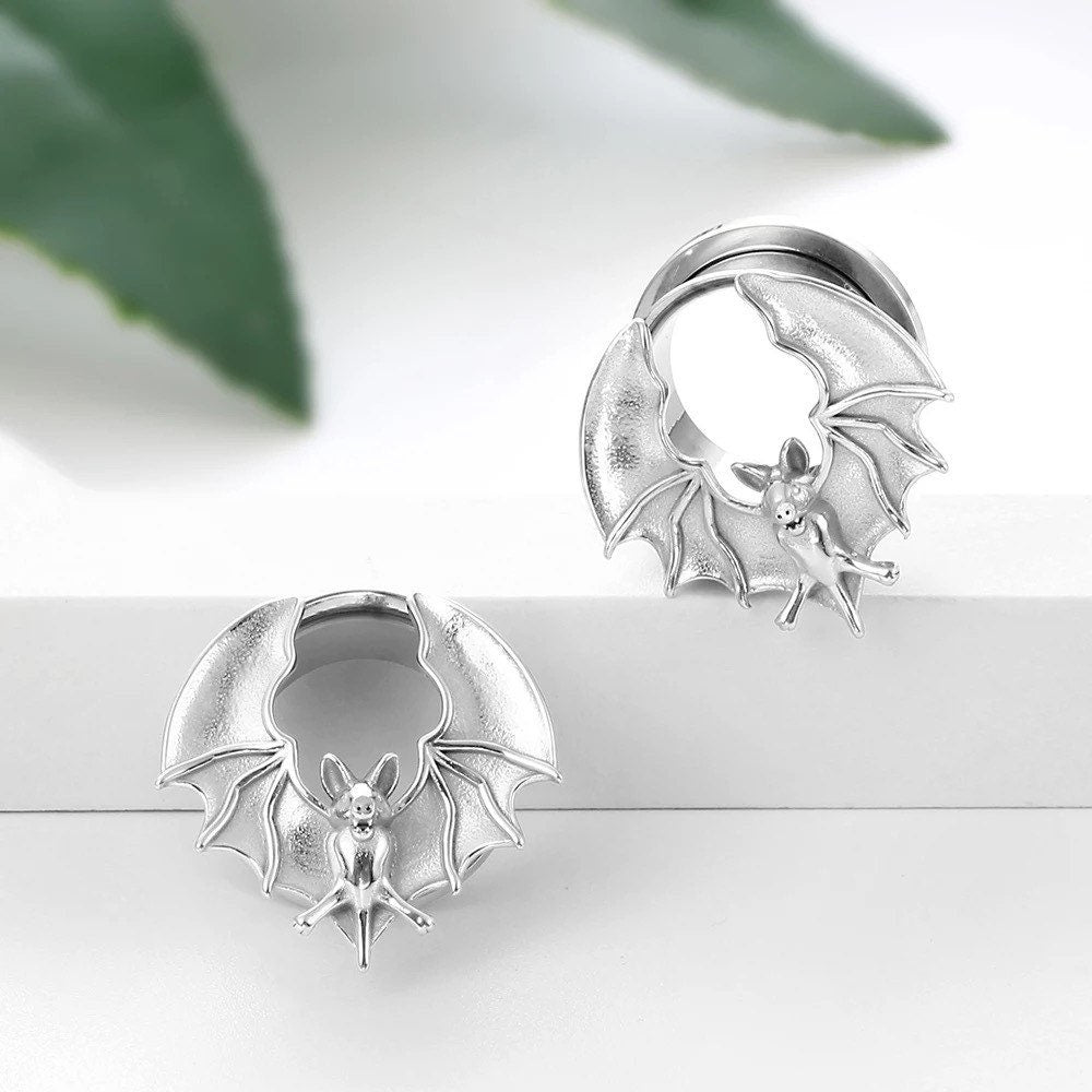 Bats Steel Tunnels | Screw Back Plugs - DustyJewelz