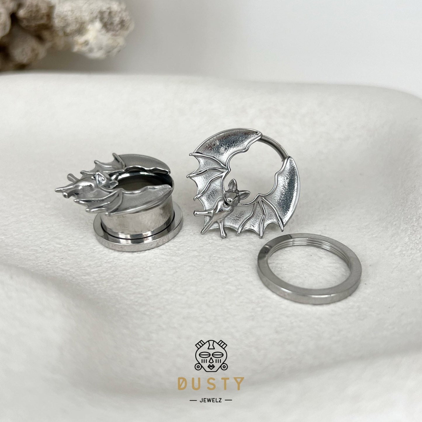 Bats Steel Tunnels | Screw Back Plugs - DustyJewelz
