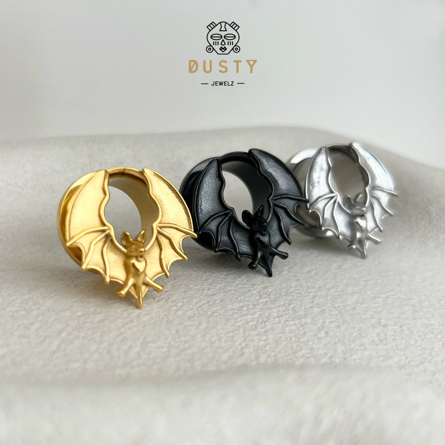 Bats Steel Tunnels | Screw Back Plugs - DustyJewelz