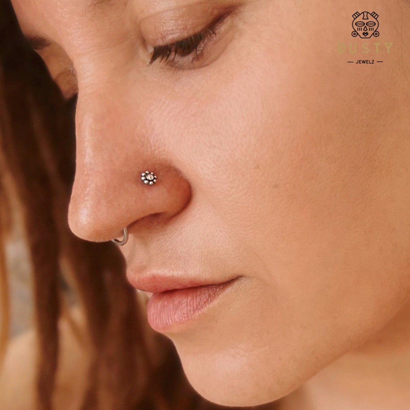 Beaded Flower Nose Stud - DustyJewelz