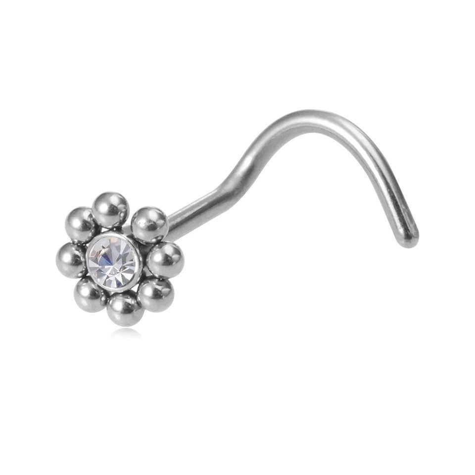 Beaded Flower Nose Stud - DustyJewelz