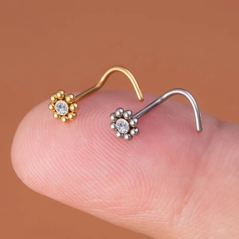 Beaded Flower Nose Stud - DustyJewelz