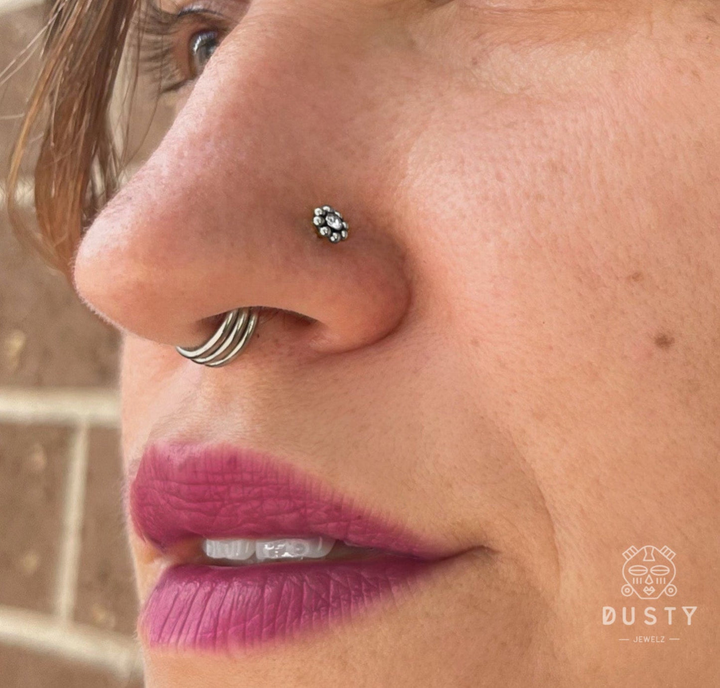 Beaded Flower Nose Stud - DustyJewelz