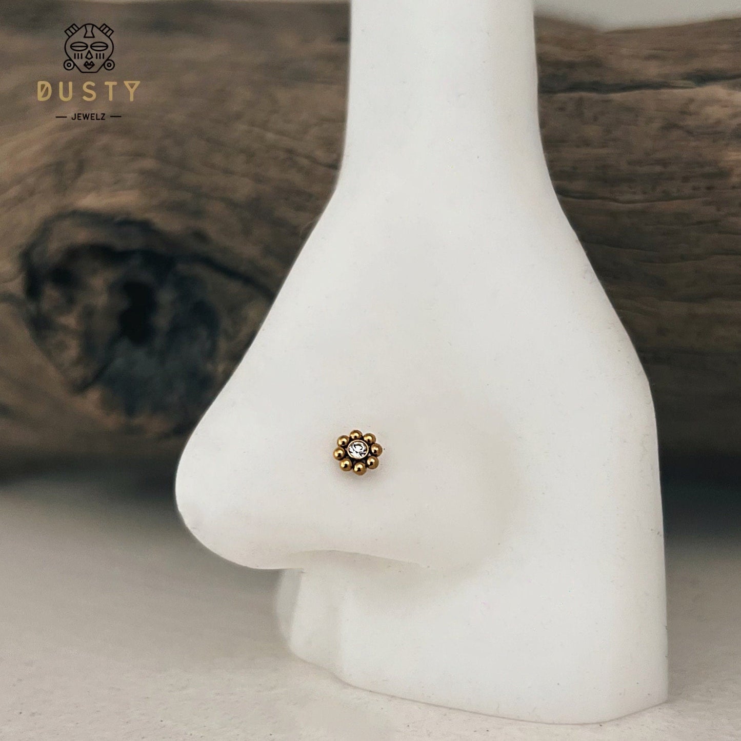 Beaded Flower Nose Stud - DustyJewelz