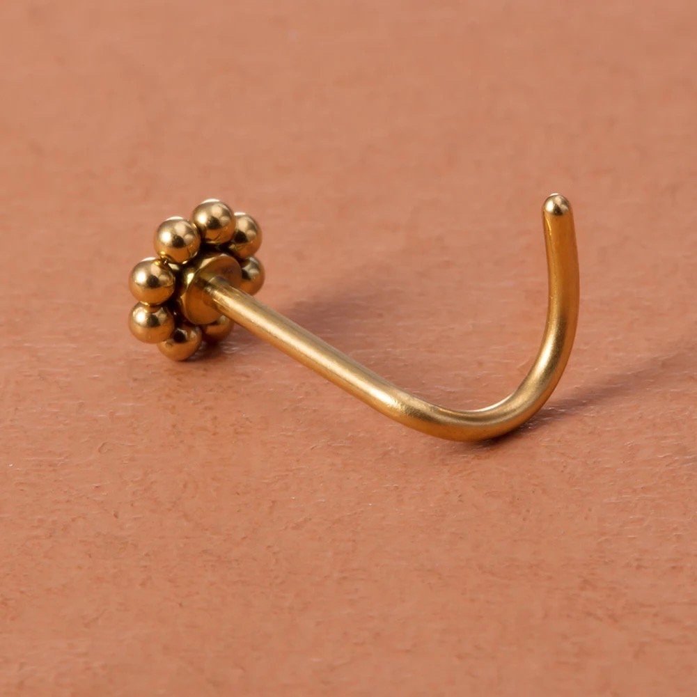 Beaded Flower Nose Stud - DustyJewelz