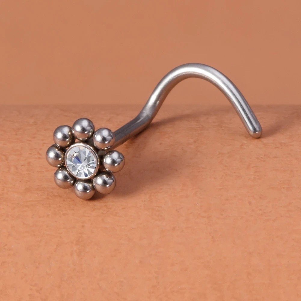 Beaded Flower Nose Stud - DustyJewelz