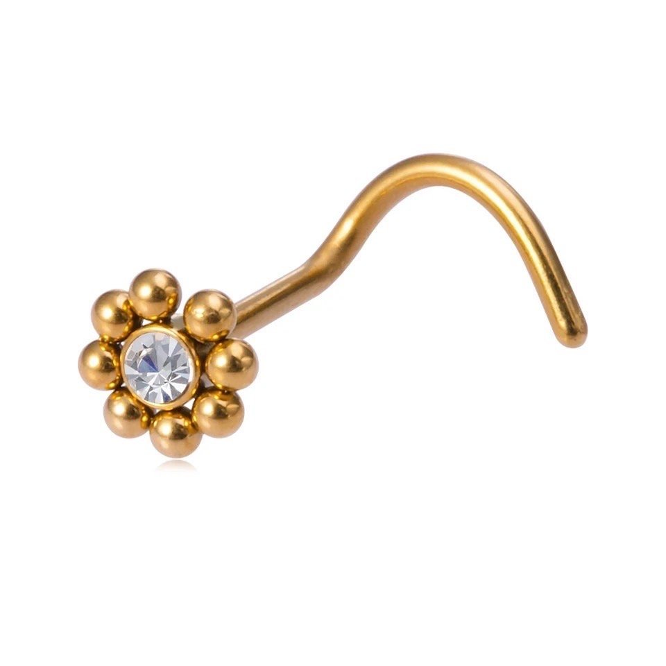 Beaded Flower Nose Stud - DustyJewelz
