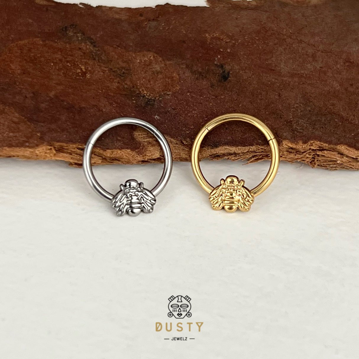 Bee Clicker Ring | Hinged Septum Ring - DustyJewelz