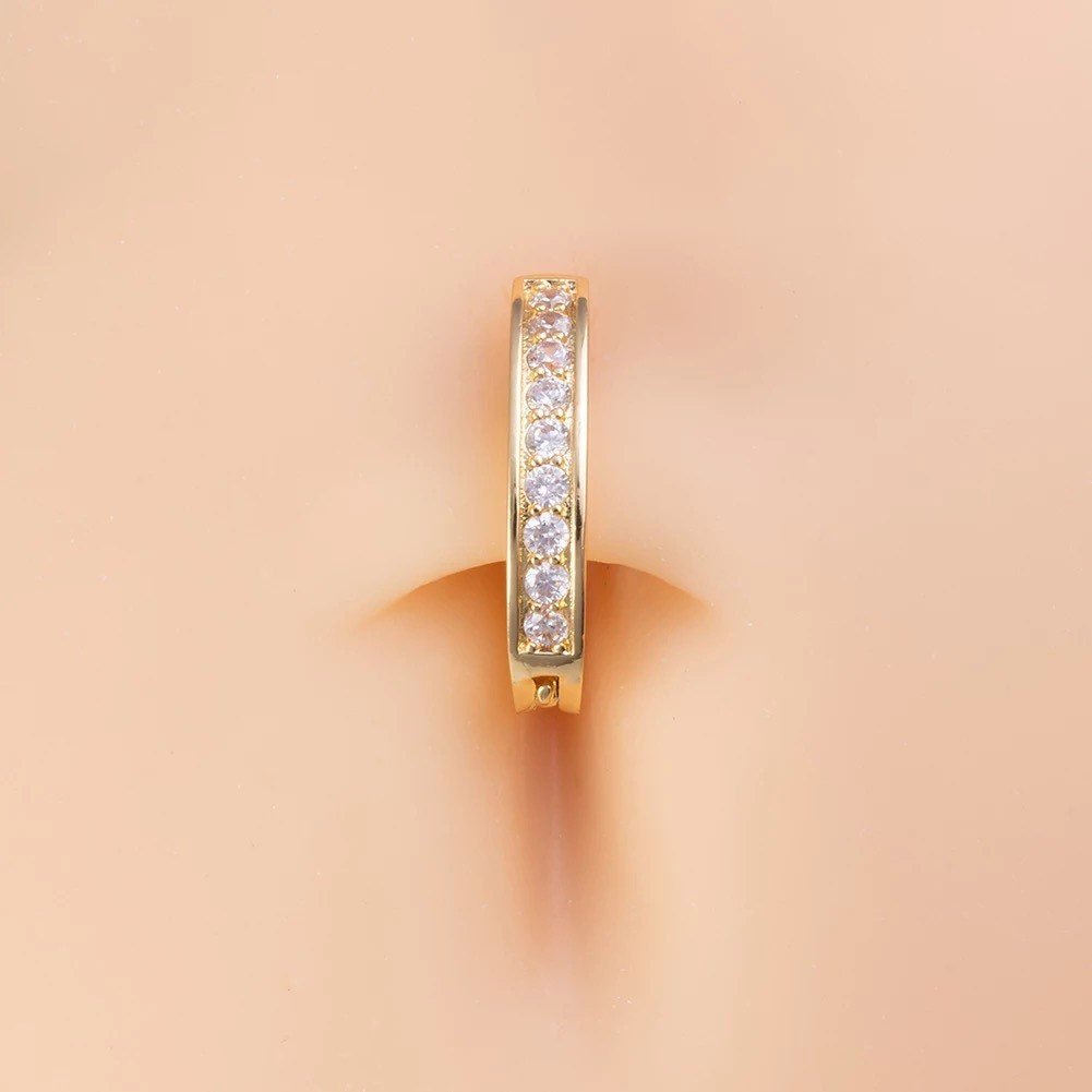 Belly Button Clicker | Surgical Steel | Crystals | Sleeper Navel Ring - DustyJewelz