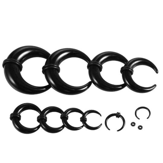 Black Buffalo Horn Septum Pincher | Acrylic Crescent Taper - DustyJewelz