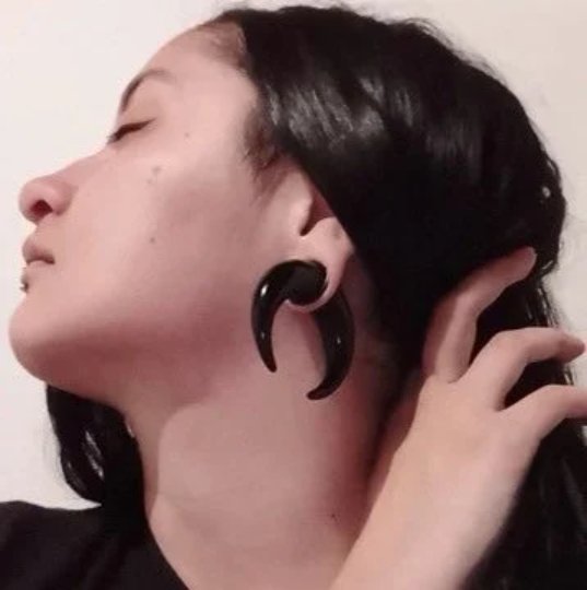 Black Buffalo Horn Septum Pincher | Acrylic Crescent Taper - DustyJewelz